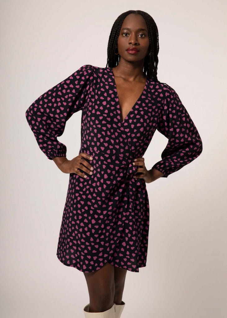 Acela Short Heart Print Wrap Dress – Fox + Feather